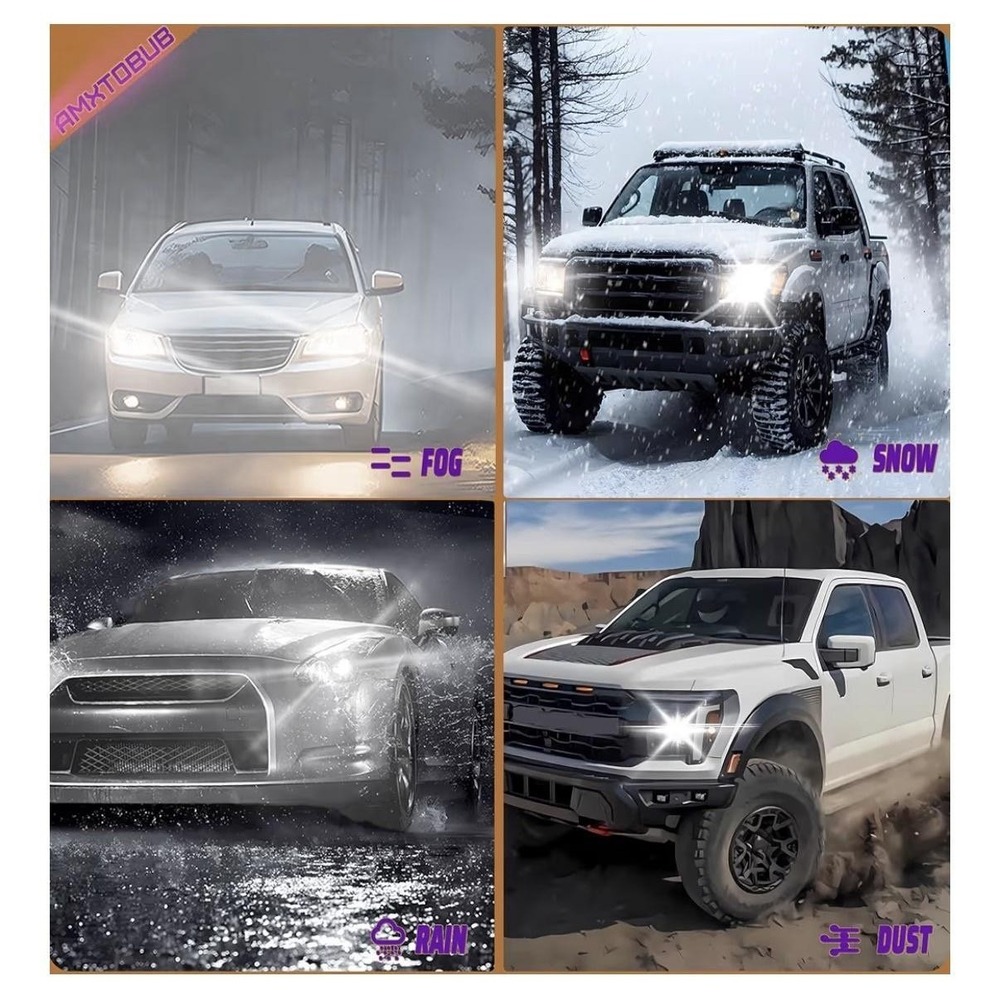 AMXTOBUB 9005 H11 9145 7443 LED Headlight Fog Bulbs 6500K 8 Pack Dodge Ram - Picture 6 of 10